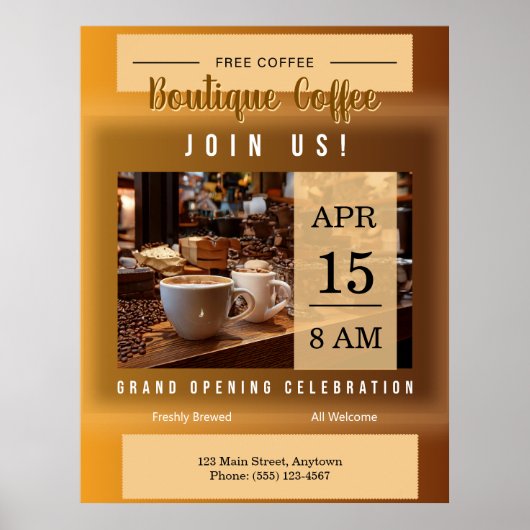 Coffeeshop Grand Opening Aankondiging Poster (Voorkant)
