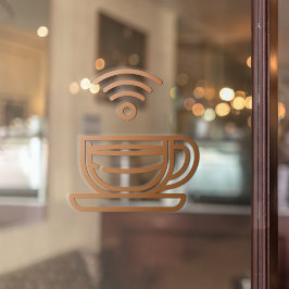 Coffeeshop Gratis WIFI Netwerk Wachtwoord Bruin Raamsticker
