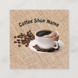 Coffeeshop koffiebonen jute vierkante visitekaartje