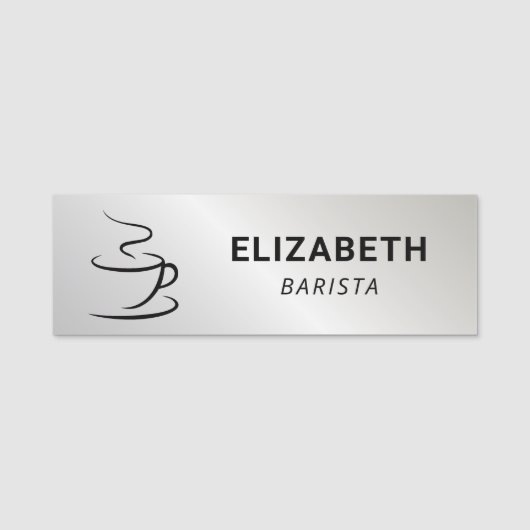 Coffeeshop Logo Zilver Naamplaatje (Voorkant)