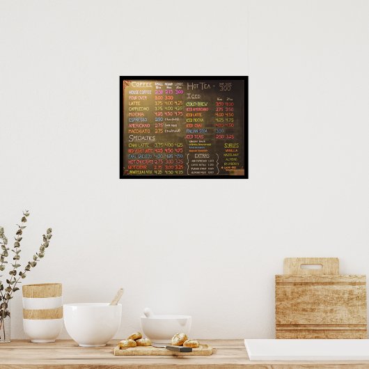 Coffeeshop Menubord  -  20x16 inch poster (Keuken)