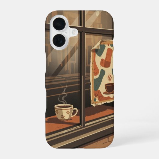 Coffeeshop Raam Uitzicht iPhone 16 Hoesje (Achterkant)