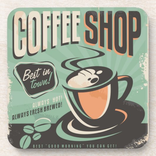  coffeeshop | Retro Coffee Cork Onderzetters (Voorkant)