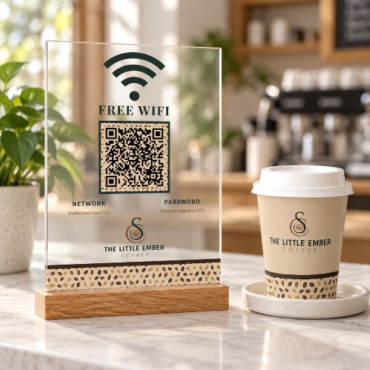 Coffeeshop WiFi QR-code heldere Coffee Bean ontwer Acryl Bord