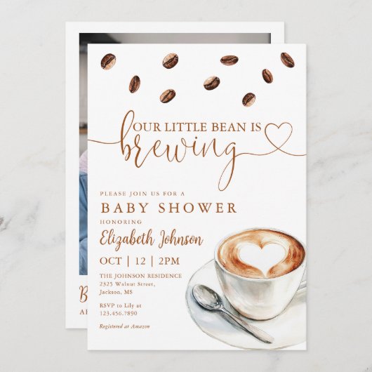 Coffeeshower Baby Shower Foto QR-code Kaart (Voorkant / Achterkant)