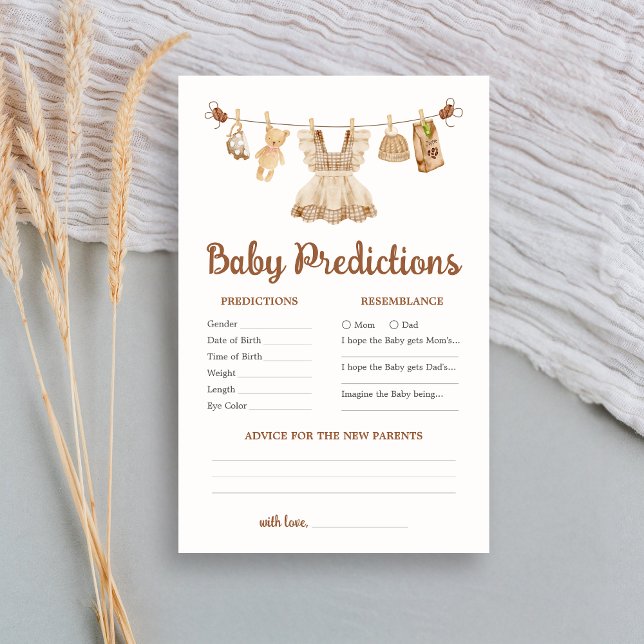 Coffeeshower Baby Voorspellingsspel (Coffee Little Bean Clothesline Baby Shower Baby Predictions Game)