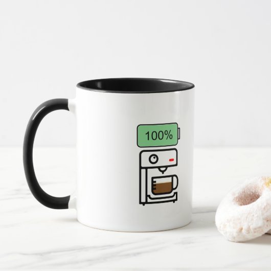 Coffeïneverslaving ontwerp mok (Met donut)