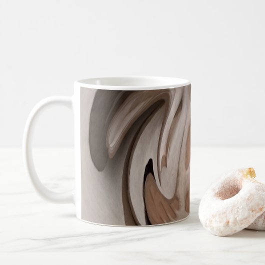 "Coffelicious" in schaduwen van bruine en roomabst Koffiemok (Met donut)
