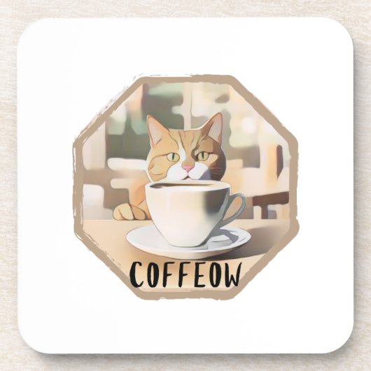Coffeow Bezige Schattigee Kat Bier Onderzetter (Voorkant)
