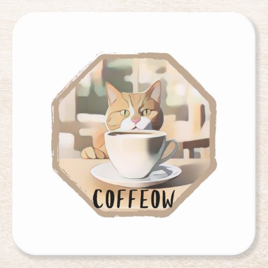 Coffeow Bezige Schattigee Kat Kartonnen Onderzetters (Voorkant)