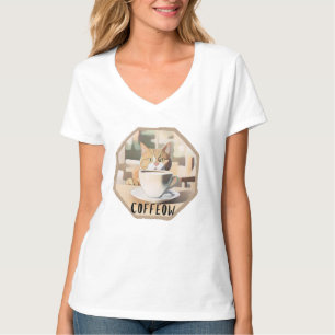 Coffeow Bezige Schattigee Kat T-shirt