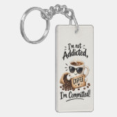 Coffeverslaafde koffie sleutelhanger (Voorkant Links)