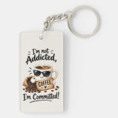 Coffeverslaafde koffie sleutelhanger (achterkant)