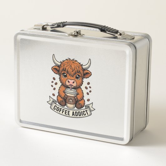 Coffeverslaafde Schattige Hoogland Koe Oude Gravur (Voorkant)