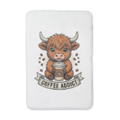 Coffeverslaafde Schattige Hoogland Koe Oude Gravur Badmat (Voorkant Verticaal)