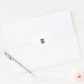 Coffeverslaafde Schattige Hoogland Koe Oude Gravur Hart Sticker (Envelop)