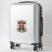 Coffeverslaafde Schattige Hoogland Koe Oude Gravur Sticker (Koffer)