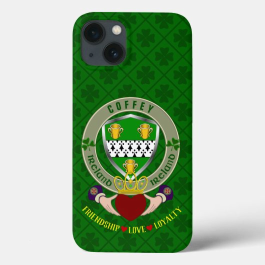 Coffey Irish Shield & Claddagh Personalized Case-Mate iPhone Case (Achterkant)