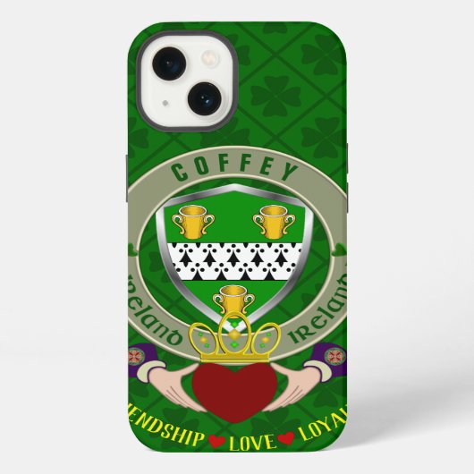 Coffey Irish Shield & Claddagh Personalized iPhone Hoesje (Achterkant)