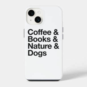 Coffie & Boeken & Natuur & Honden Phonehoes (Zwart iPhone 14 Hoesje