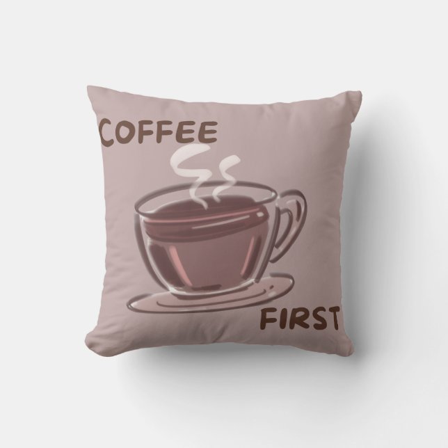 Coffie Eerst Grafisch Kussen (Voorkant)