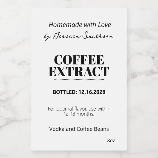 Coffie-extract moderne labelsticker ZEX_001f Wijn Etiket (Enkel label)