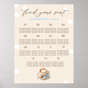 Coffie geïnspireerde jongens baby shower zitplaats poster