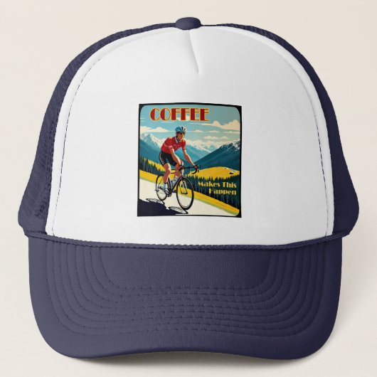 Coffie Laat Dit Gebeuren Fietsen Trucker Pet (Voorkant)