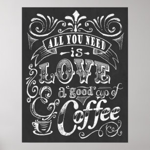 Coffie-Poster afdrukken Gift Alles wat je nodig he Poster