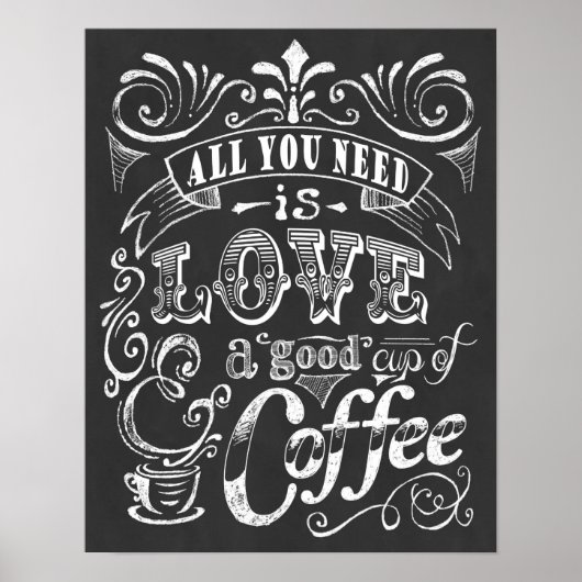 Coffie-Poster afdrukken Gift Alles wat je nodig he Poster (Voorkant)