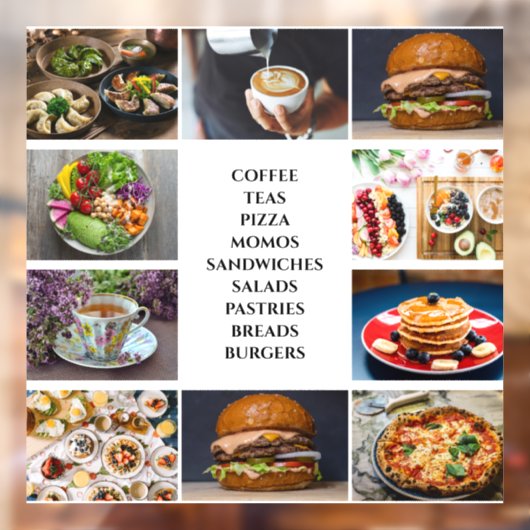 Coffie Thee Cafe Menu Aangepaste Zakelijke Fotocol Raamsticker (Vel 2)