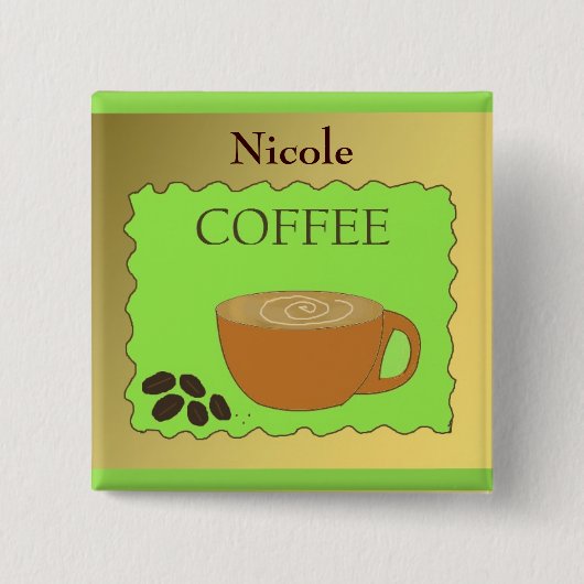 Coffiebeker Personeelsnaamkaart Vierkante Button 5,1 Cm (Voorkant)