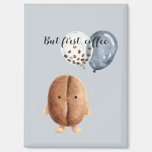 Coffiebonen Cupcake Nep Blauwe Denim Magneet