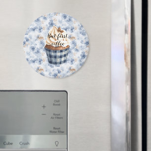 Coffiebonen Cupcake Nep Blauwe Denim Magneet
