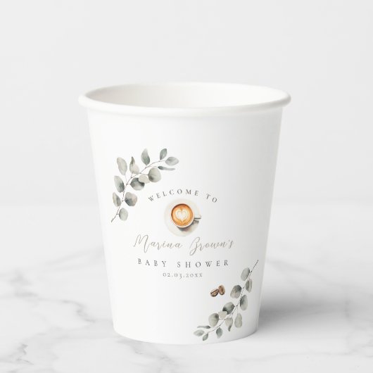 Coffieboon baby shower papieren bekers (Voorkant)