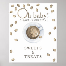 Coffiebrouwen baby shower SNOEPJES EN TRAKTATIES Poster