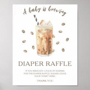 Coffiebrouwen babyshower - luierraffleposter poster