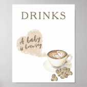 Coffiebrouwende baby shower drankjes poster (Voorkant)