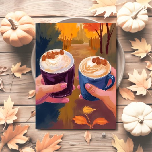 Coffiedate Herfstloof Herfst Aquarelkaart