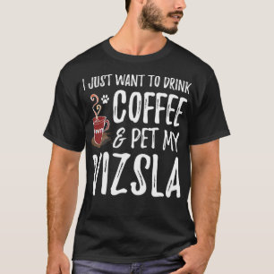 Coffiedrinker Vizsla Grappige Hond Moeder Cadeau T-shirt