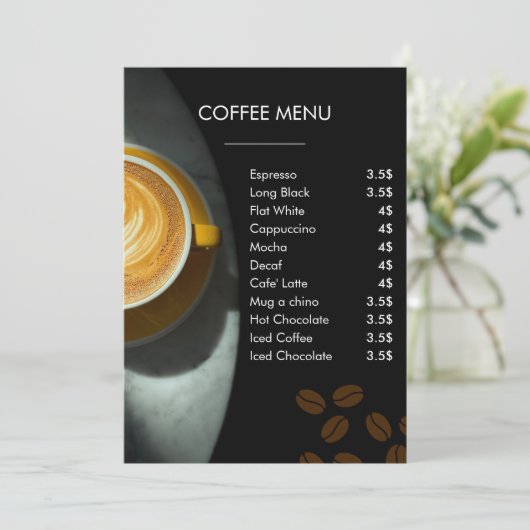 Coffiemenu Zwarte Lijst Logo | Coffeeshop Menu (Staand voorkant)