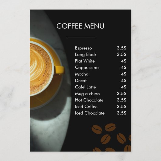 Coffiemenu Zwarte Lijst Logo | Coffeeshop Menu (Voorkant)