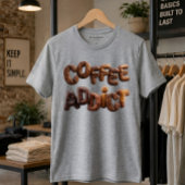 Coffieverslaafde 3D Geroosterde Koffieboon Typogra T-shirt