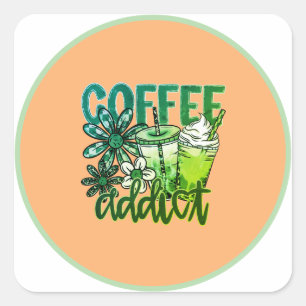 Coffieverslaafde Schattige koffieliefhebber Vierkante Sticker
