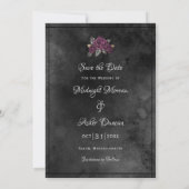 Coffin Black Grey Rozen Sparkle Halloween Save The Date (Achterkant)