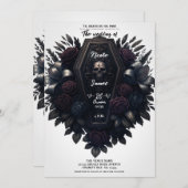 Coffin Bloom Bloemen Schedel Witte Gotische Huweli Kaart (Voorkant / Achterkant)