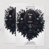 Coffin Bloom Bloemenskelet Wit Gotisch Bruiloft Kaart (Voorkant / Achterkant)