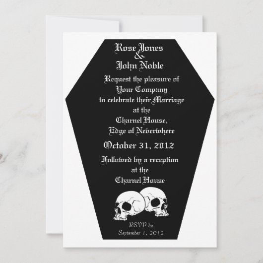 Coffin Ebony II (White Wedding Invitation) Kaart (Voorkant)