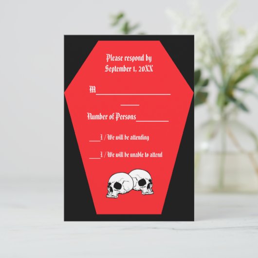 Coffin Ebony III (Ruby) RSVP-kaart - LND RSVP Kaartje (Staand voorkant)