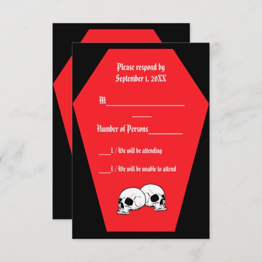 Coffin Ebony III (Ruby) RSVP-kaart - LND RSVP Kaartje (Voorkant / Achterkant)